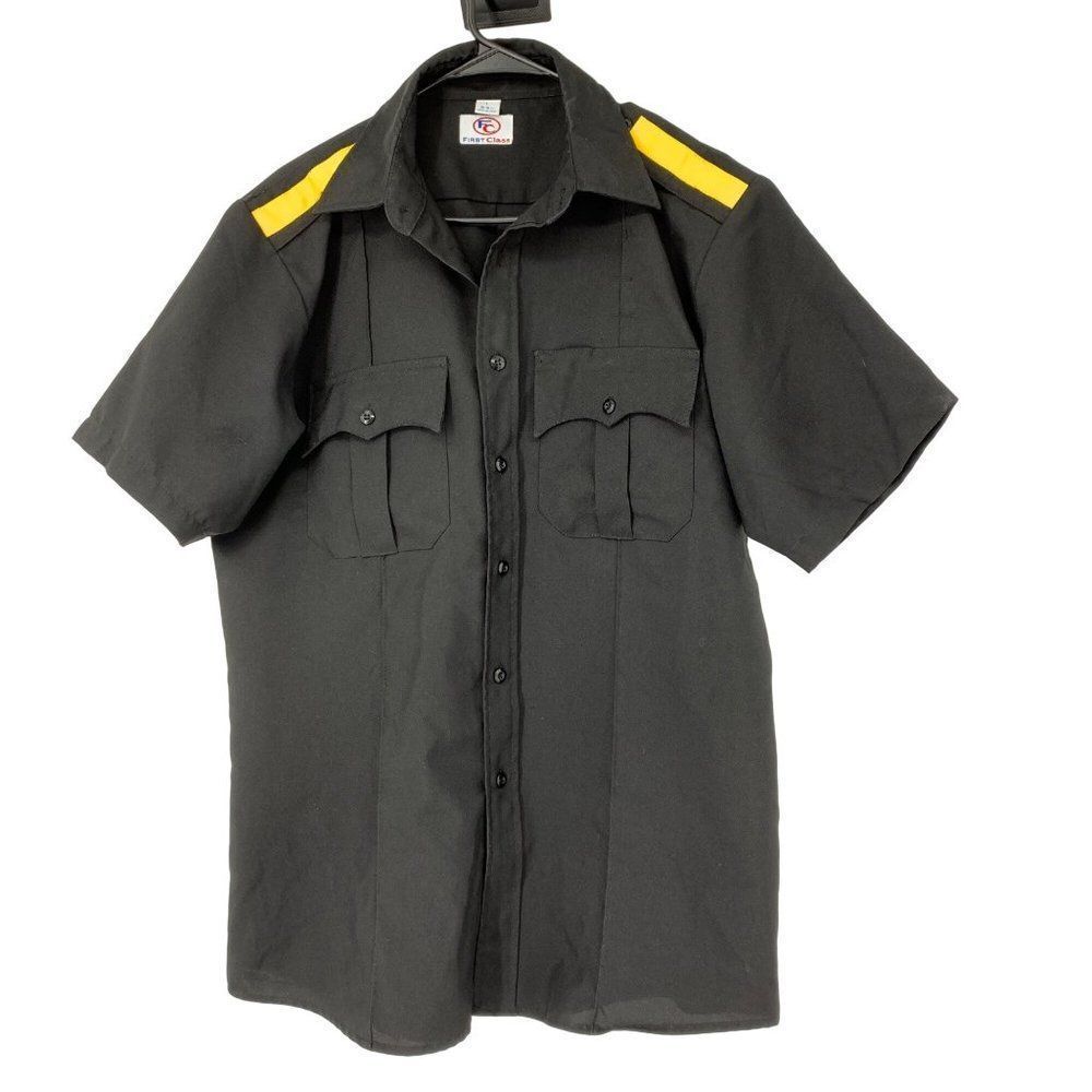 First Class Size Large Short Sleeve Uniform Shirt Black 3004 Polyester Two Tone